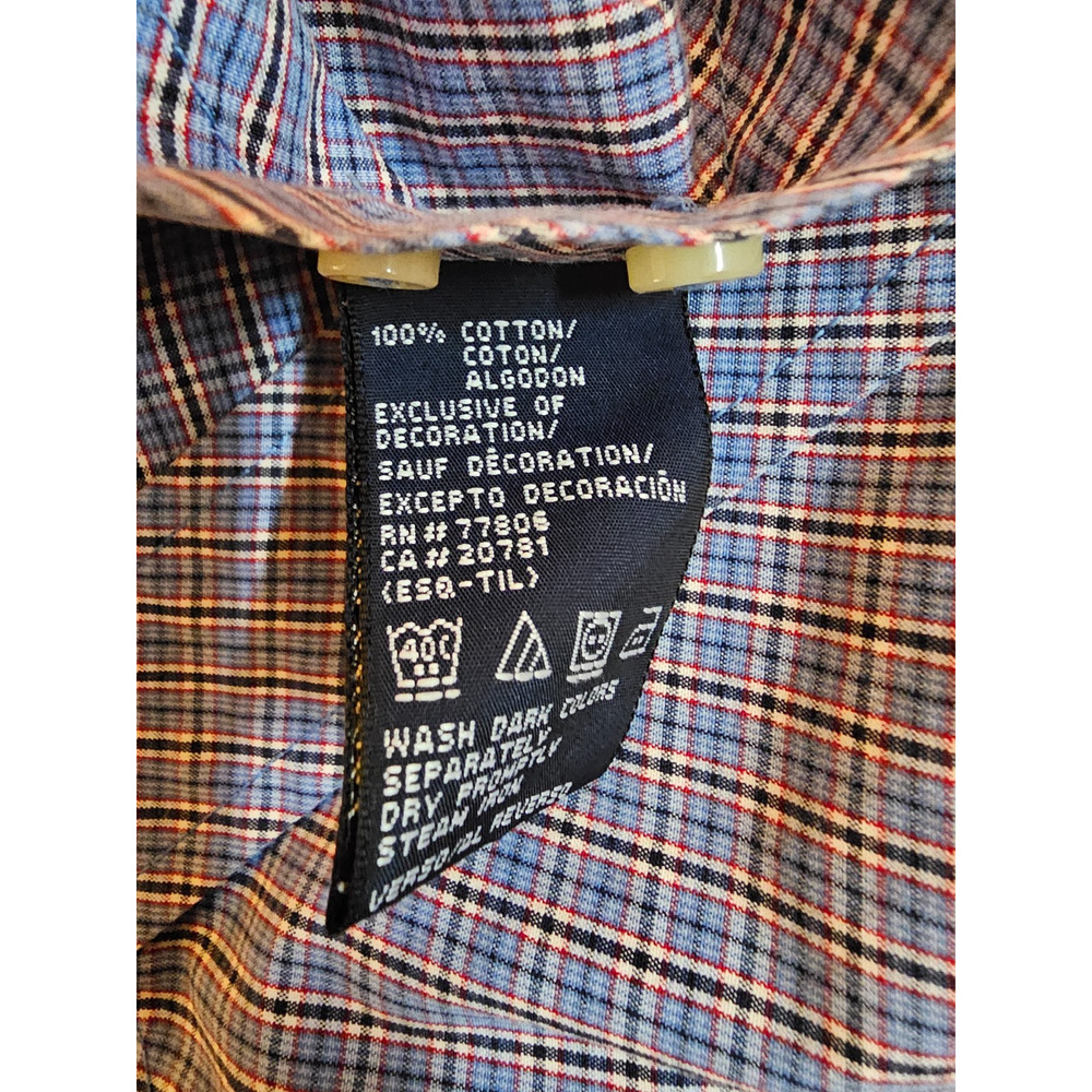 Tommy Hilfiger 80's 2 Ply Fabric Mens Blue Plaid Button Up Long Sleeve Shirt XXL - Picture 6 of 6